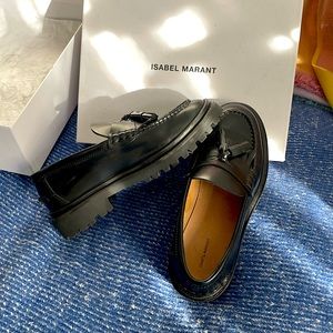 Isabel Marant Frezza Black Leather Tassel Loafers size EU 37 / US 6.5 with box